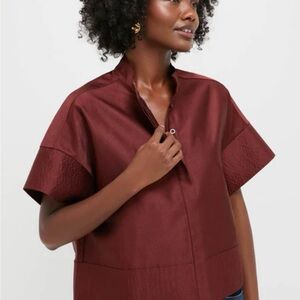 Tuckernuck Oxblood Dupioni Trapunto Stitch Sofia Shirt